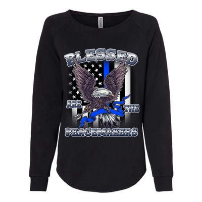 Blessed Are The Peacemakers Thin Blue Line Eagle Womens California Wash Sweatshirt