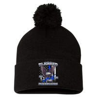 Blessed Are The Peacemakers Thin Blue Line Eagle Pom Pom 12in Knit Beanie