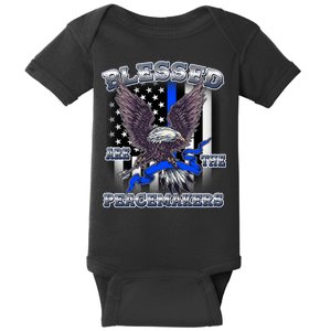 Blessed Are The Peacemakers Thin Blue Line Eagle Baby Bodysuit