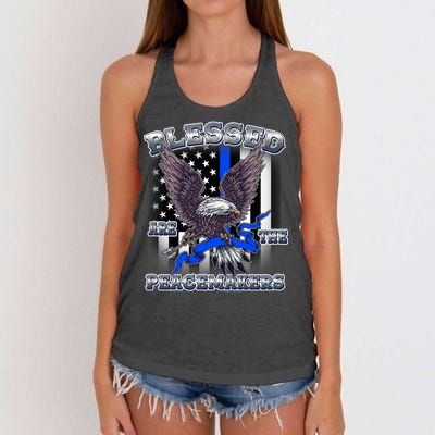 Blessed Are The Peacemakers Thin Blue Line Eagle Women's Knotted Racerback Tank