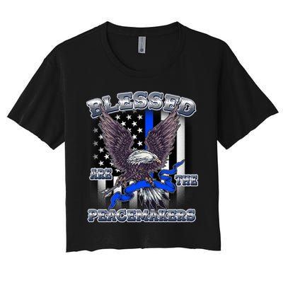 Blessed Are The Peacemakers Thin Blue Line Eagle Crop Top