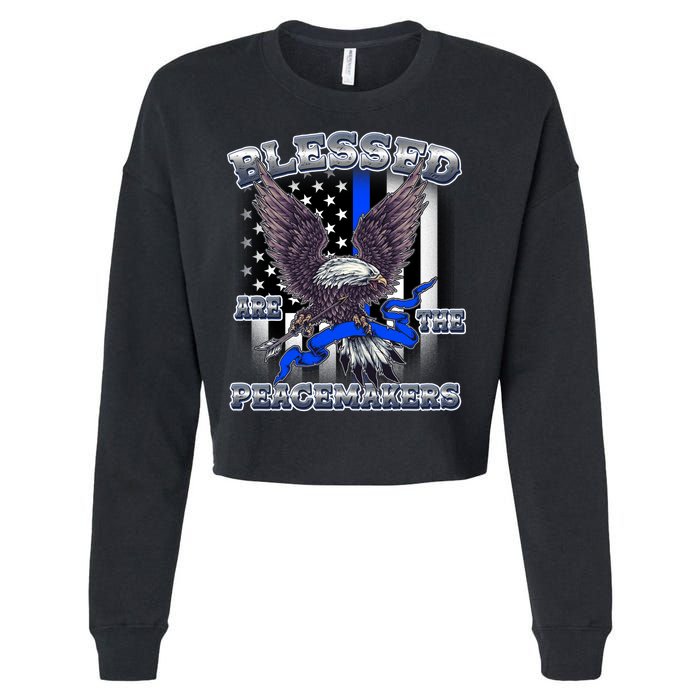 Blessed Are The Peacemakers Thin Blue Line Eagle Cropped Pullover Crew