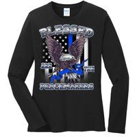 Blessed Are The Peacemakers Thin Blue Line Eagle Ladies Long Sleeve Shirt