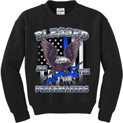 Blessed Are The Peacemakers Thin Blue Line Eagle Kids Sweatshirt