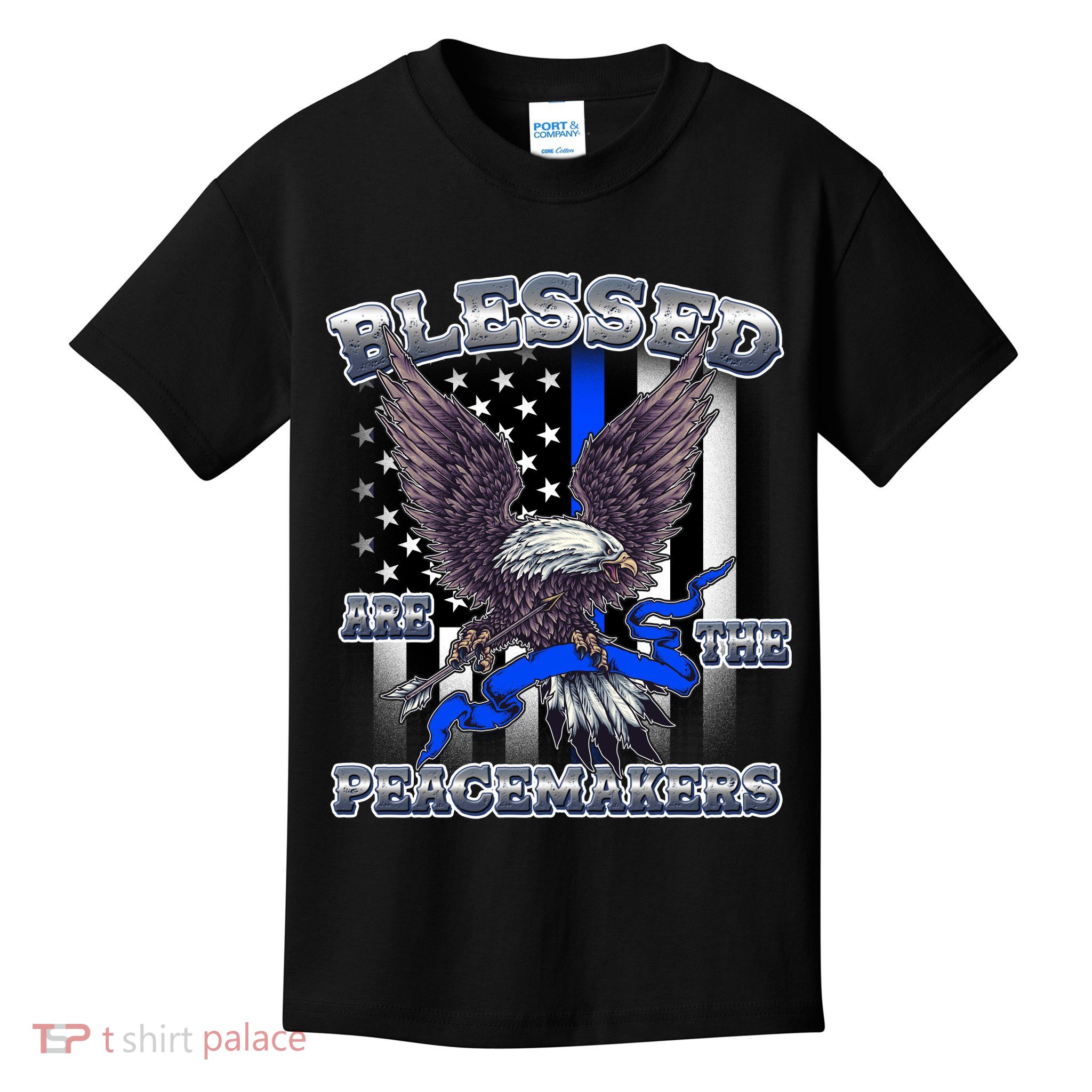 Blessed Are The Peacemakers Thin Blue Line Eagle Kids T-Shirt