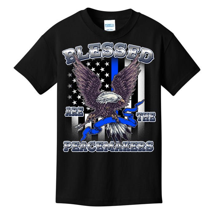 Blessed Are The Peacemakers Thin Blue Line Eagle Kids T-Shirt