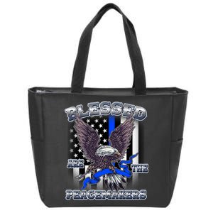 Blessed Are The Peacemakers Thin Blue Line Eagle Zip Tote Bag