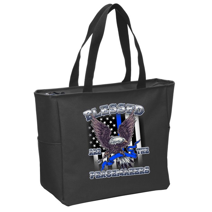 Blessed Are The Peacemakers Thin Blue Line Eagle Zip Tote Bag