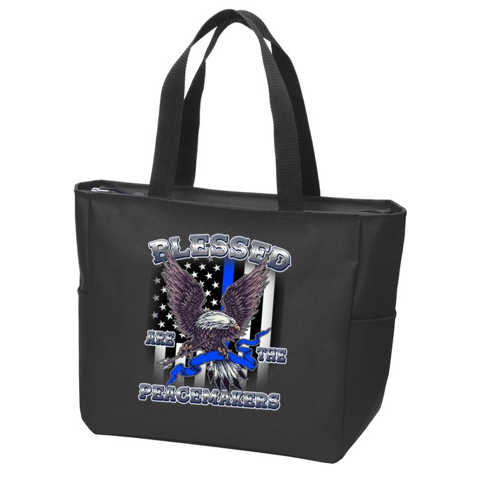 Blessed Are The Peacemakers Thin Blue Line Eagle Zip Tote Bag