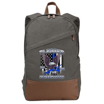 Blessed Are The Peacemakers Thin Blue Line Eagle Cotton Canvas Backpack