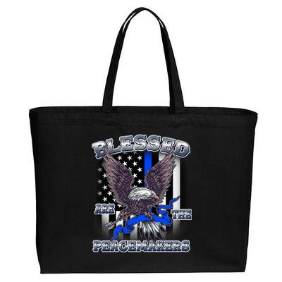 Blessed Are The Peacemakers Thin Blue Line Eagle Cotton Canvas Jumbo Tote