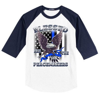 Blessed Are The Peacemakers Thin Blue Line Eagle Baseball Sleeve Shirt