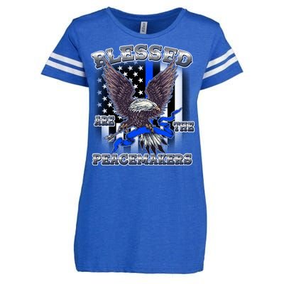 Blessed Are The Peacemakers Thin Blue Line Eagle Enza Ladies Jersey Football T-Shirt