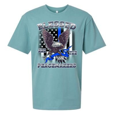 Blessed Are The Peacemakers Thin Blue Line Eagle Sueded Cloud Jersey T-Shirt