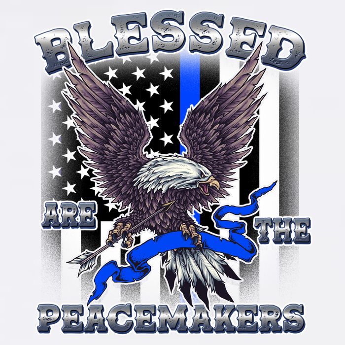 Blessed Are The Peacemakers Thin Blue Line Eagle Garment-Dyed Sweatshirt