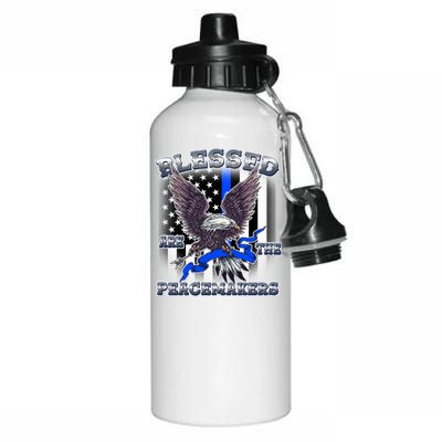 Blessed Are The Peacemakers Thin Blue Line Eagle Aluminum Water Bottle