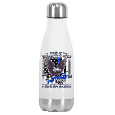 Blessed Are The Peacemakers Thin Blue Line Eagle Stainless Steel Insulated Water Bottle