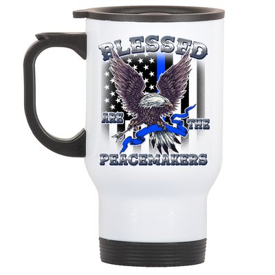 Blessed Are The Peacemakers Thin Blue Line Eagle Stainless Steel Travel Mug