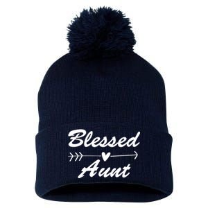 Blessed Aunt Arrow Pom Pom 12in Knit Beanie