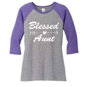 Blessed Aunt Arrow Women's Tri-Blend 3/4-Sleeve Raglan Shirt