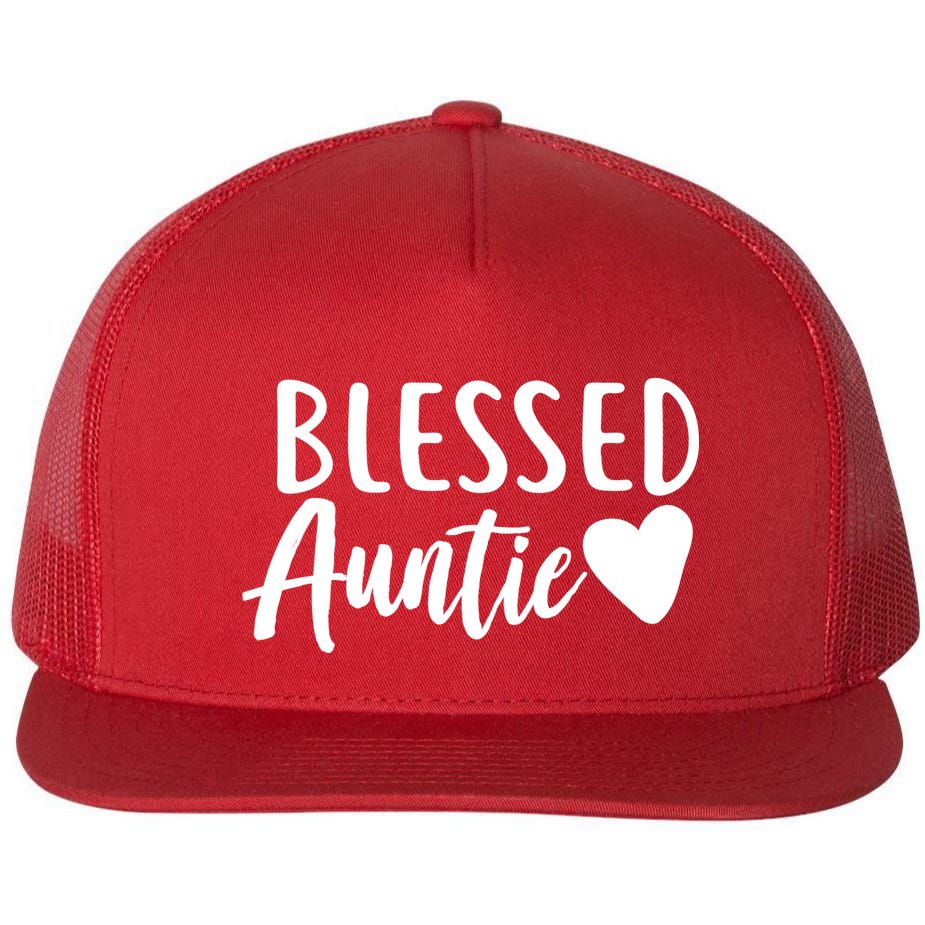 Blessed Auntie Flat Bill Trucker Hat