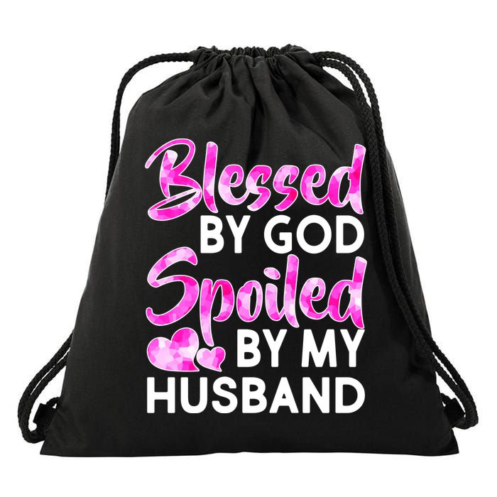 Blessed By God Spoiled By Husband Drawstring Bag