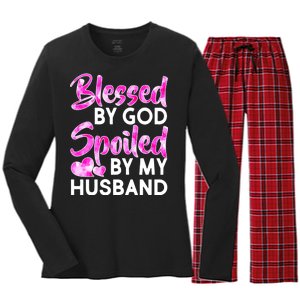 Blessed By God Spoiled By Husband Women's Long Sleeve Flannel Pajama Set 