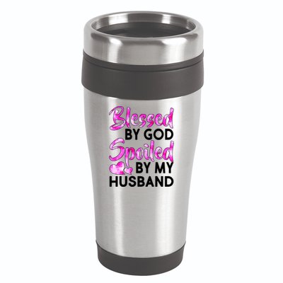 Blessed By God Spoiled By Husband 16oz Travel Tumbler