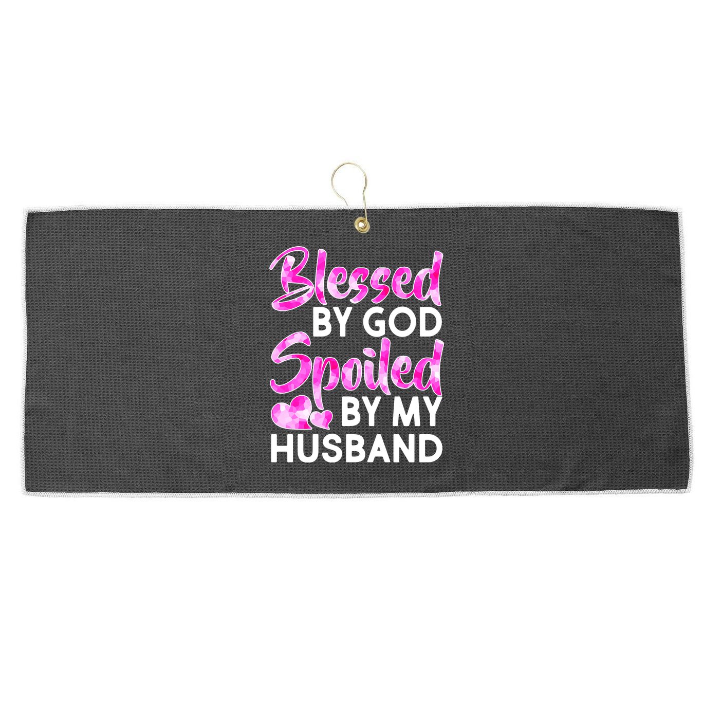 Blessed By God Spoiled By Husband Large Microfiber Waffle Golf Towel