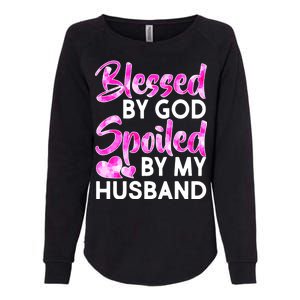 Blessed By God Spoiled By Husband Womens California Wash Sweatshirt