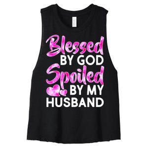 Blessed By God Spoiled By Husband Women's Racerback Cropped Tank