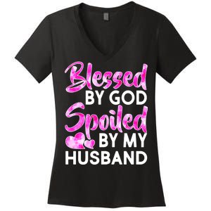 Blessed By God Spoiled By Husband Women's V-Neck T-Shirt