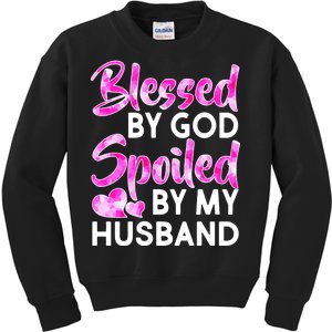 Blessed By God Spoiled By Husband Kids Sweatshirt