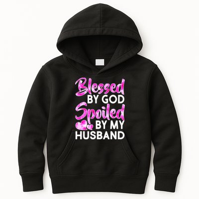 Blessed By God Spoiled By Husband Kids Hoodie
