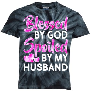 Blessed By God Spoiled By Husband Kids Tie-Dye T-Shirt