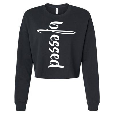 Blessed Cross Cropped Pullover Crew