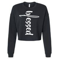 Blessed Cross Cropped Pullover Crew