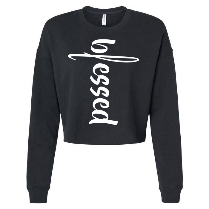 Blessed Cross Cropped Pullover Crew