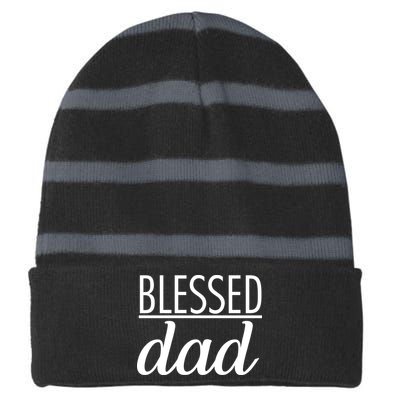 Blessed Dad Striped Beanie with Solid Band