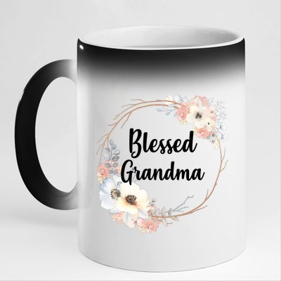 Blessed Grandma Floral 11oz Black Color Changing Mug