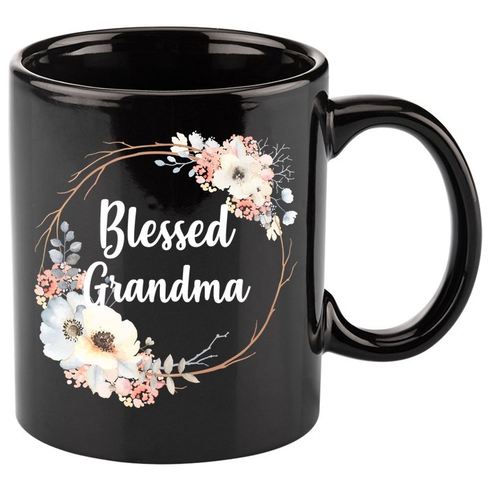 Blessed Grandma Floral 11oz C Handle Ceramic Mug