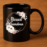 Blessed Grandma Floral 11oz C Handle Ceramic Mug