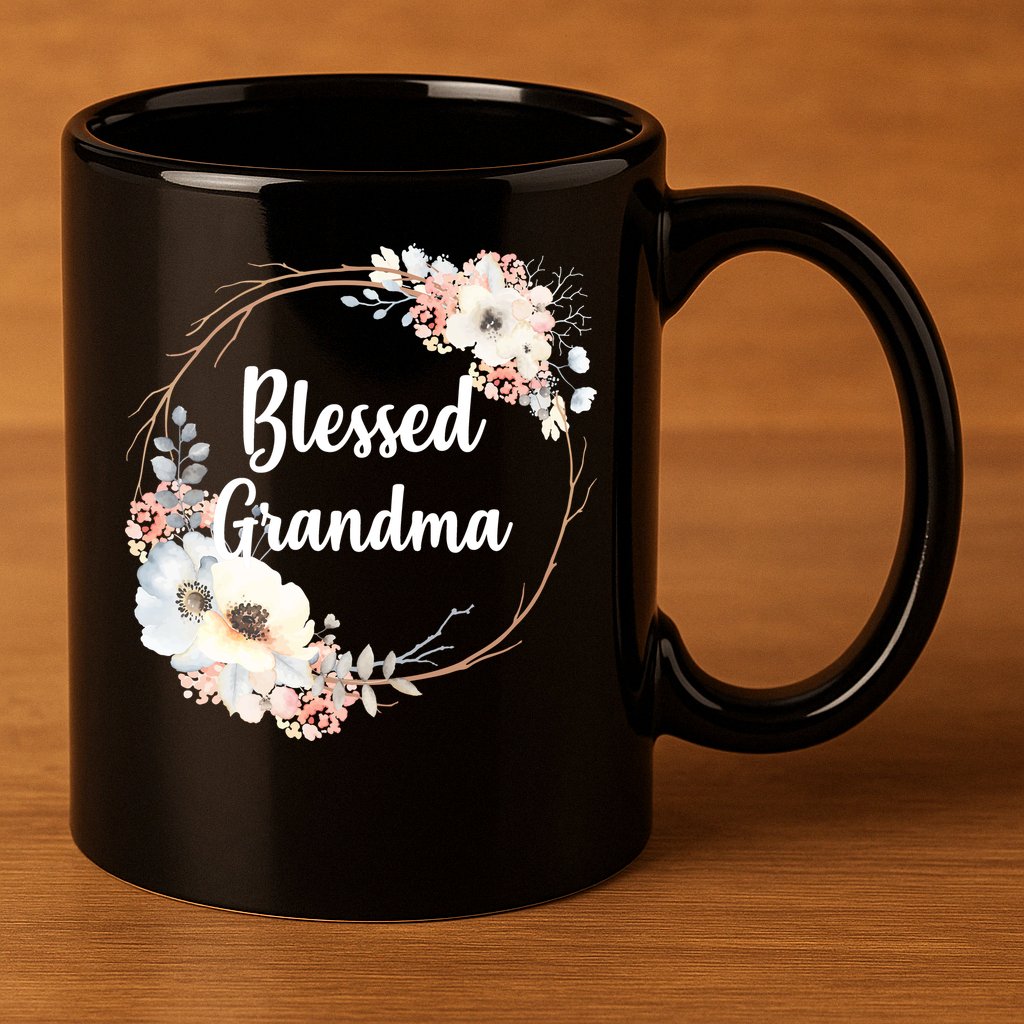 Blessed Grandma Floral 11oz C Handle Ceramic Mug
