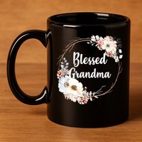 Blessed Grandma Floral 11oz C Handle Ceramic Mug