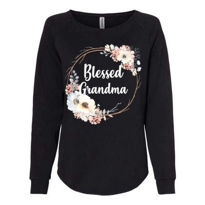 Blessed Grandma Floral Womens California Wash Sweatshirt