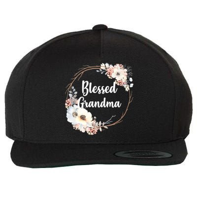 Blessed Grandma Floral Wool Snapback Cap