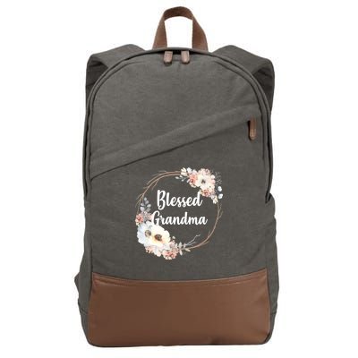 Blessed Grandma Floral Cotton Canvas Backpack