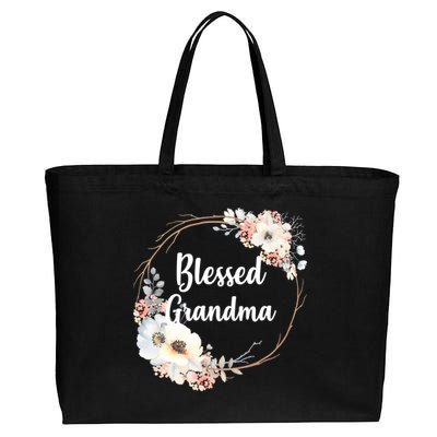 Blessed Grandma Floral Cotton Canvas Jumbo Tote