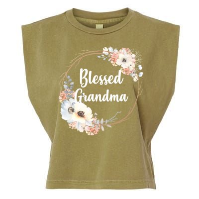 Blessed Grandma Floral Garment-Dyed Women's Muscle Tee