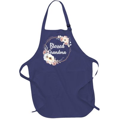 Blessed Grandma Floral Full-Length Apron With Pockets